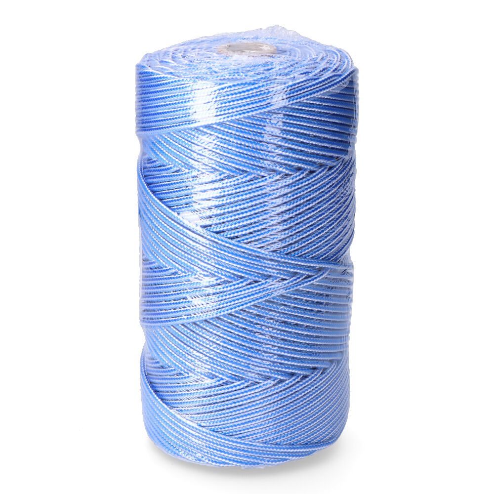 Cordón trenzado polipropileno azul / blanco, calibre 5 mm x 200 m