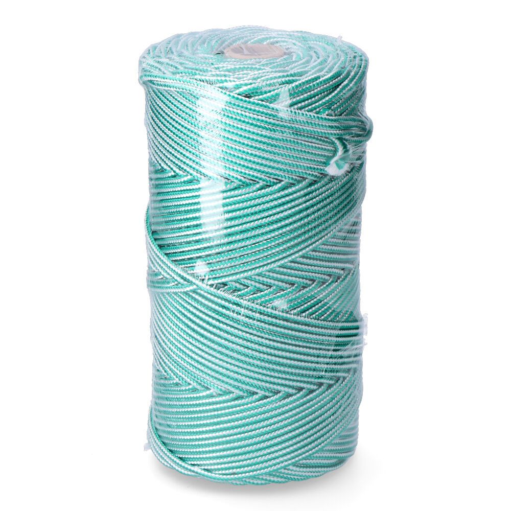 Cordón trenzado polipropileno verde / blanco, calibre 5 mm x 200 m