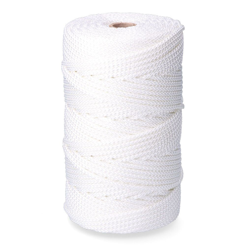 Cordón trenzado poliéster granete blanco, calibre 5 mm x 200 m