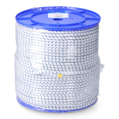 Cuerda de goma elástica blanca / azul poliéster calibre 6 mm x 200 m