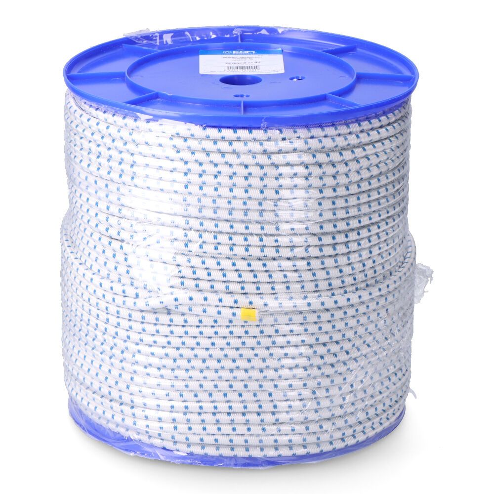 Cuerda de goma elástica blanca / azul poliéster calibre 8 mm x 200 m