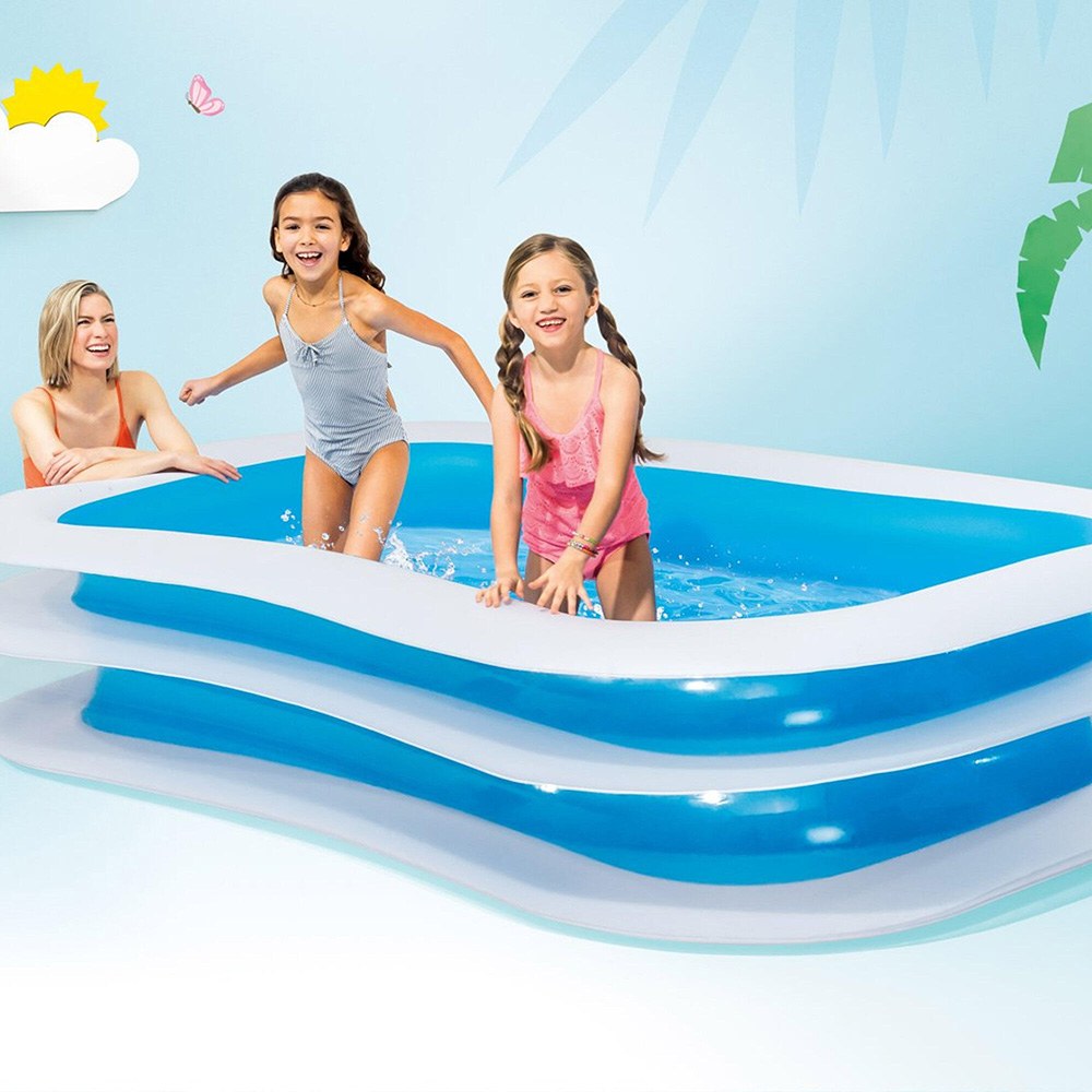 Piscina hinchable rectangular pvc con 2 cámaras de aire, depuradora no incluida, 262 x 175 x 56 cm