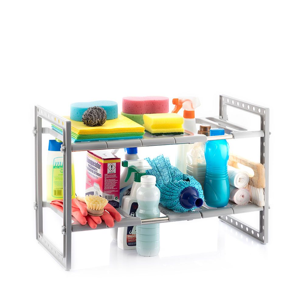 Estantería extensible de 2 estantes para fregadero shibblek 37,5 - 66,5 cm