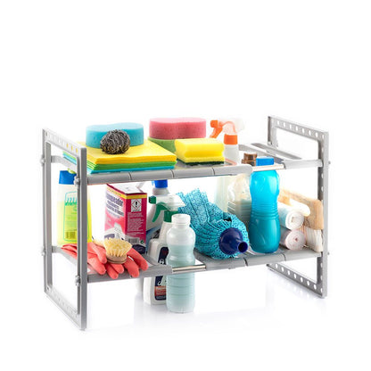 Estantería extensible de 2 estantes para fregadero shibblek 37,5 - 66,5 cm