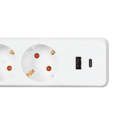 ASLO Base De Enchufe De 3 Tomas Con Usb A+C Carga Rapida 3G1,5Mm² - 3M