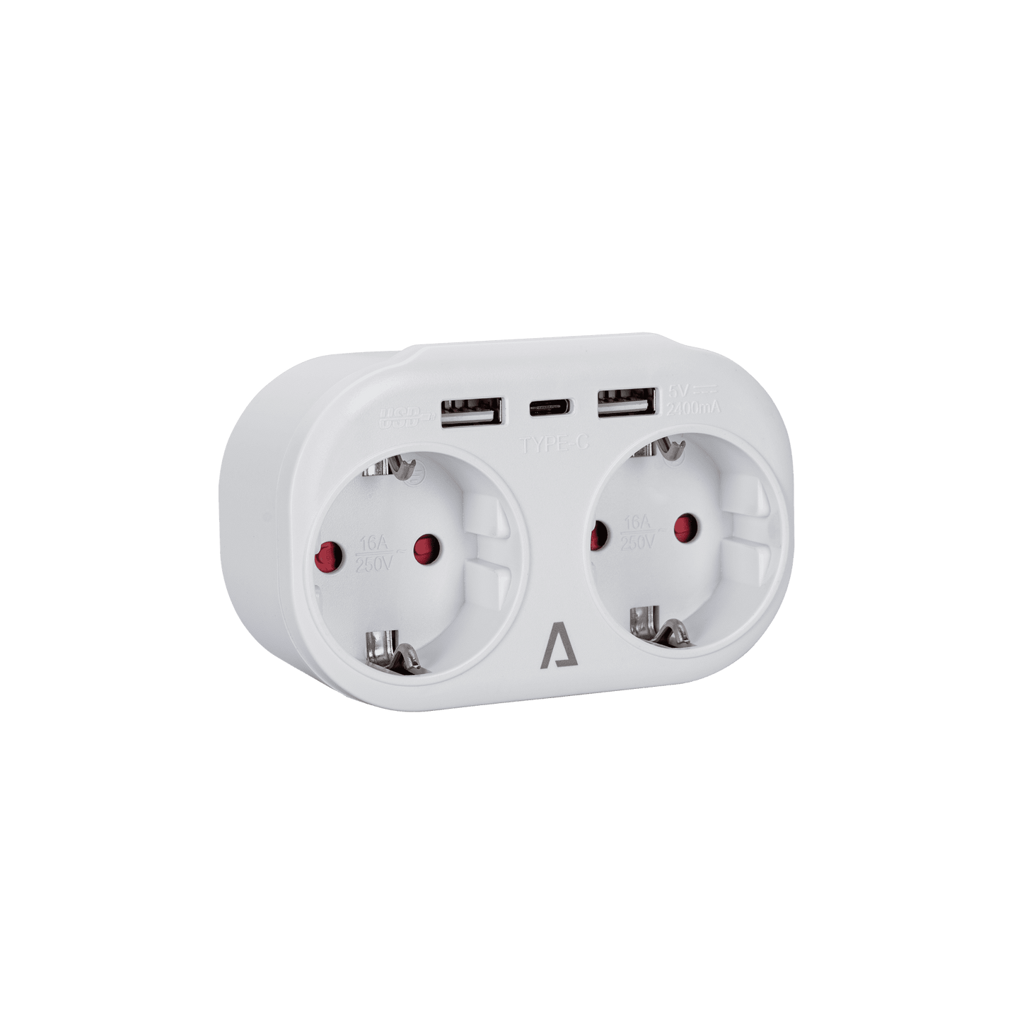 ASLO Clavija Doble Schuko 2X2P+T 16A / 2Xusb A + 1Xusb C