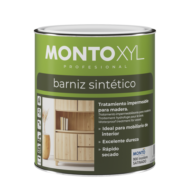 Barniz Sintético MONTO | Brillo, Mate y Satinado, Protección para Carpintería de Interior y Exterior
