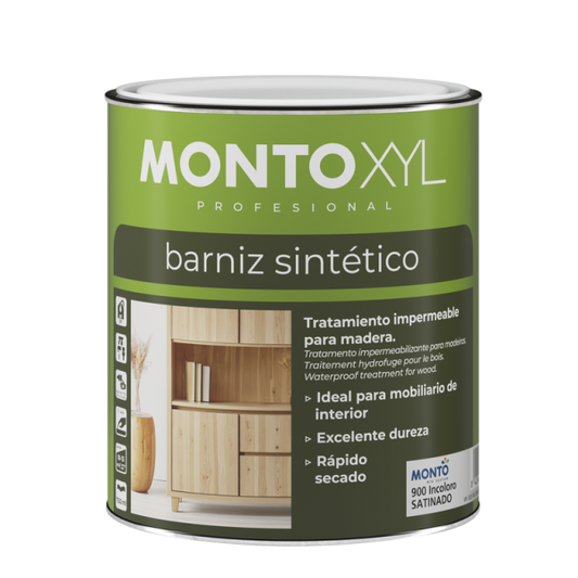 Barniz Sintético MONTO | Brillo, Mate y Satinado, Protección para Carpintería de Interior y Exterior