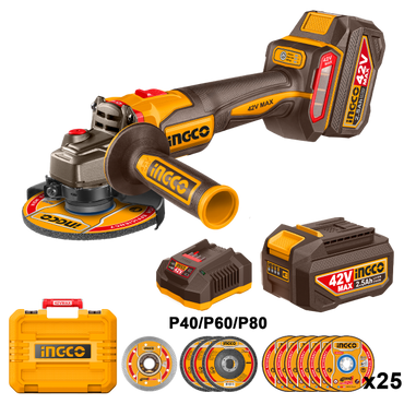 AMOLADORA ANGULAR INGCO 42V 1080W CAGLI4108112E