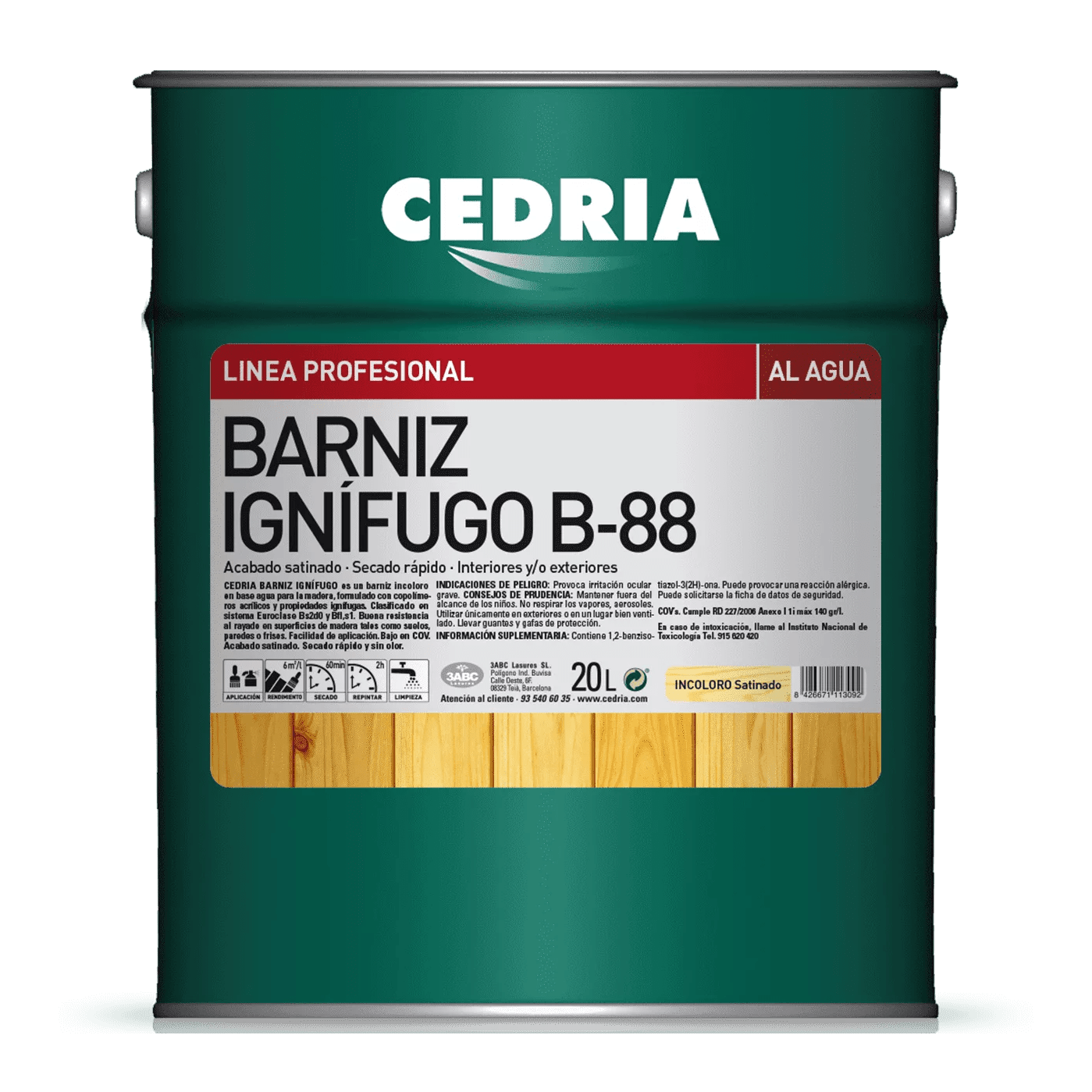 Vernis ignifuge Cedria B-88 à base d'eau