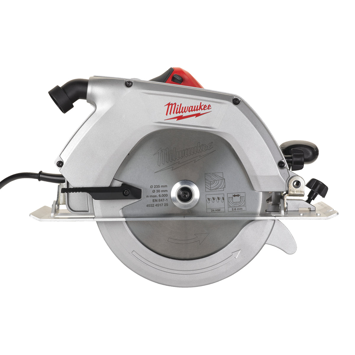 Milwaukee Sierra circular de 2200W, 4500rpm, diámetro del disco 235mm CS85SB