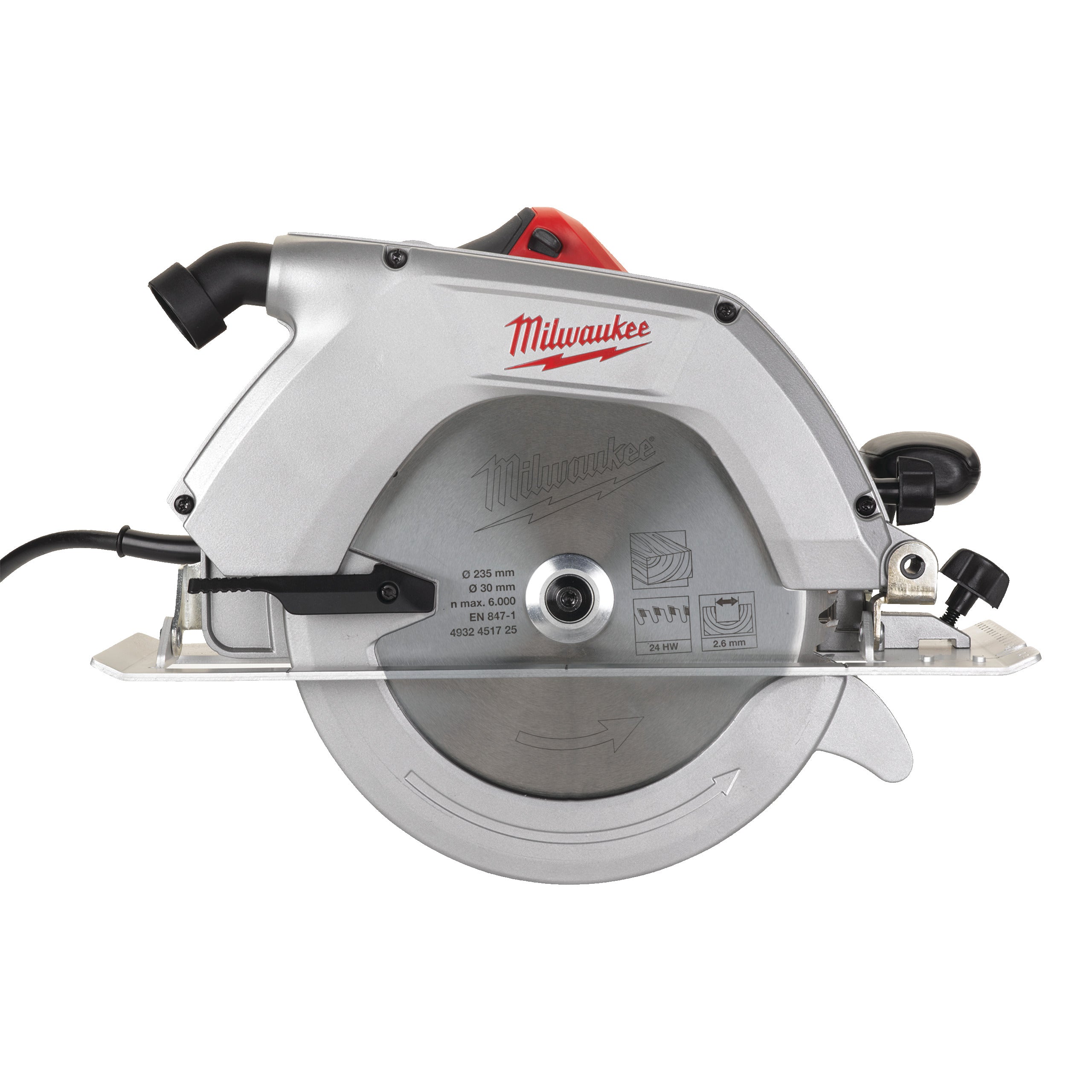 Milwaukee Sierra circular de 2200W, 4500rpm, diámetro del disco 235mm CS85SB