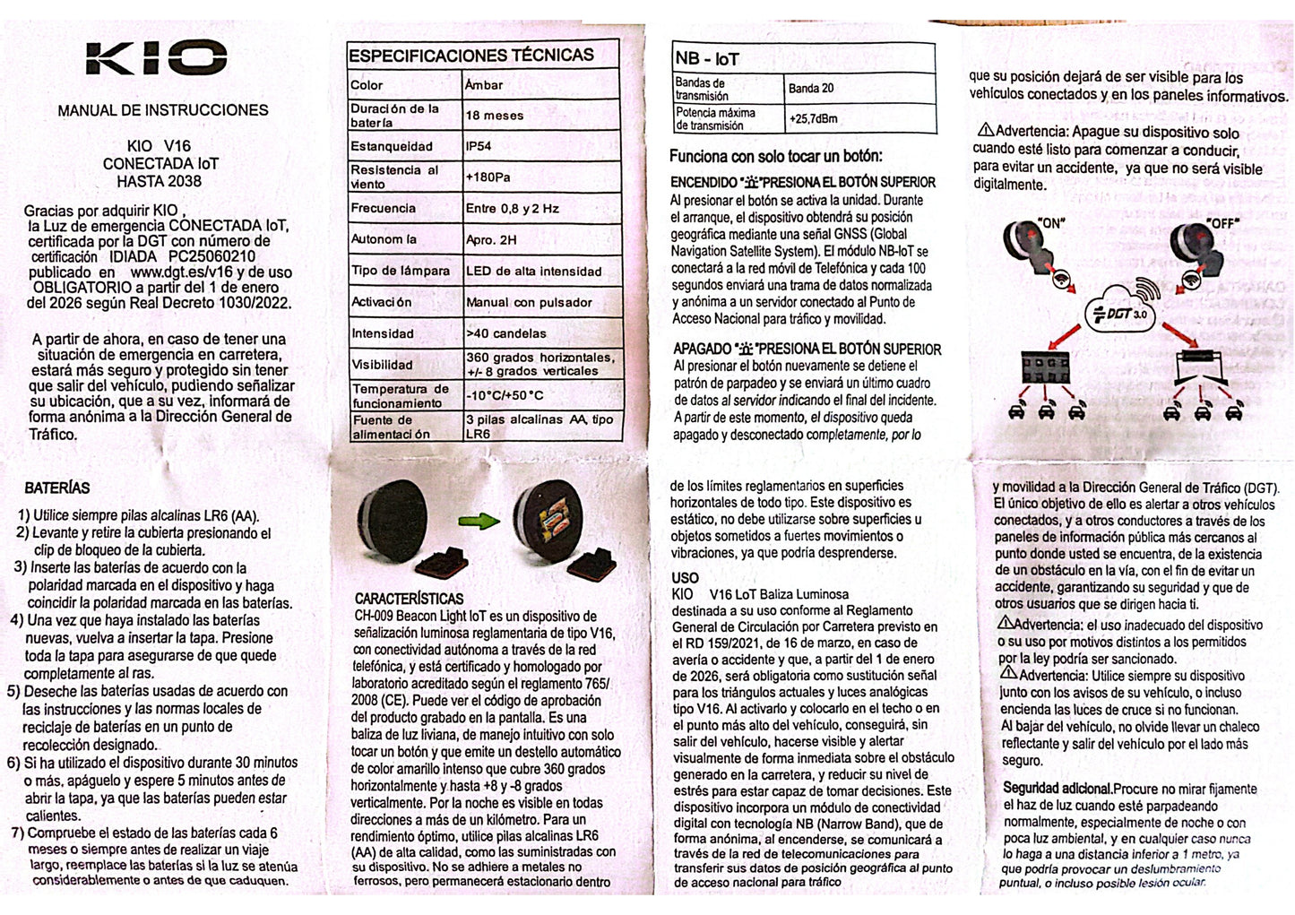 Luz de emergencia baliza V16 geolocalizable KIO