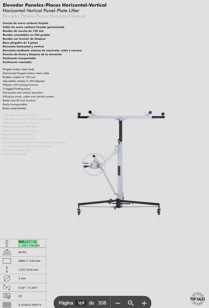 Elevador de Placas y Paneles Horizontal-Vertical WK602150