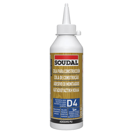 Cola de Poliuretano para Madera D4 Soudal 250gr