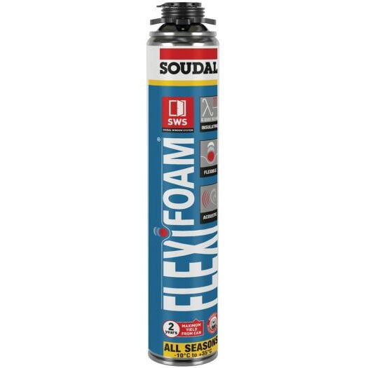 Mousse polyuréthane Soudal Flexifoam 750ml - Scellant et isolant de haute qualité