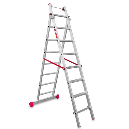 EN1400 | Escalera multiuso de 2 tramos con peldaños cómodos