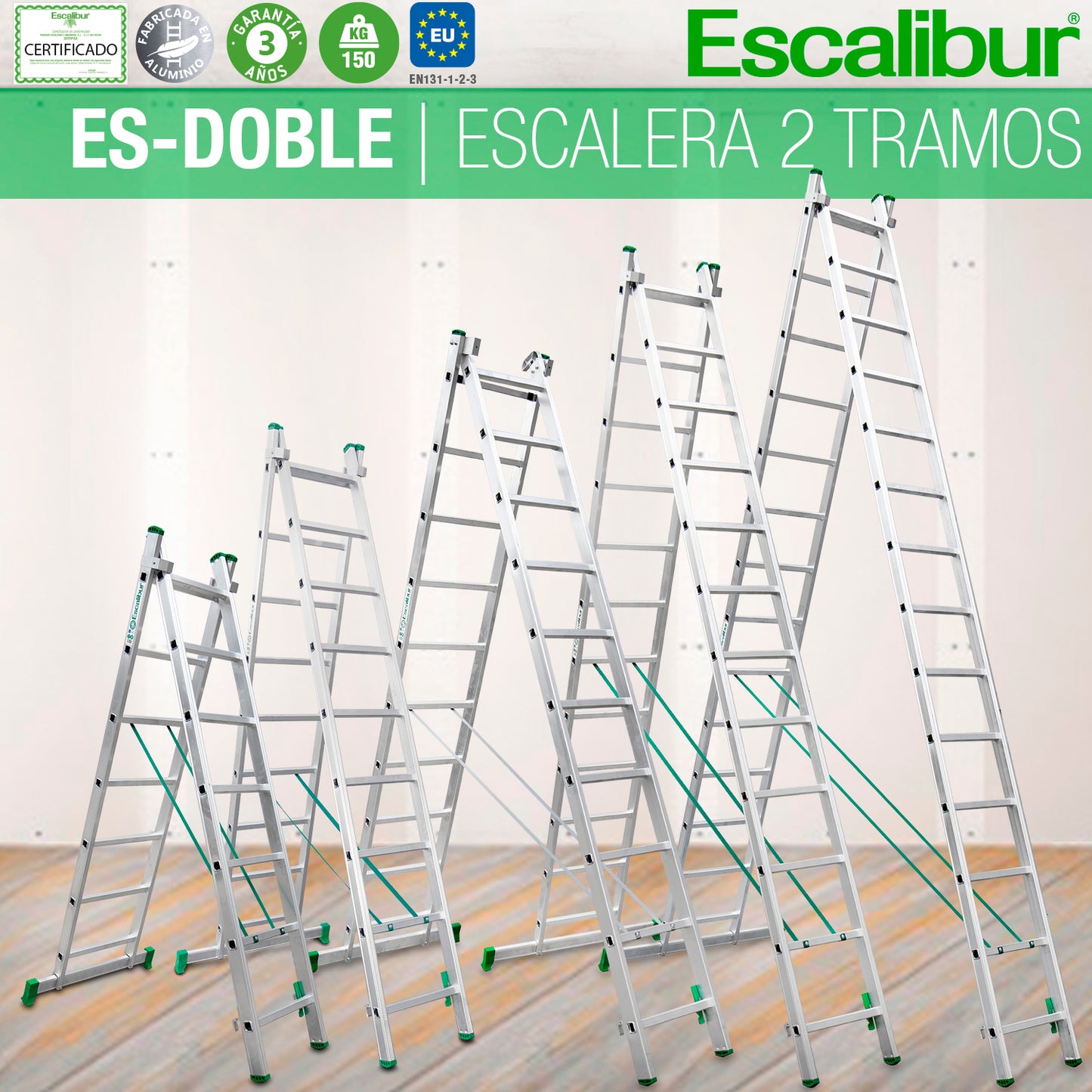 ES-DOBLE | Escalera de bricolaje de 2 tramos