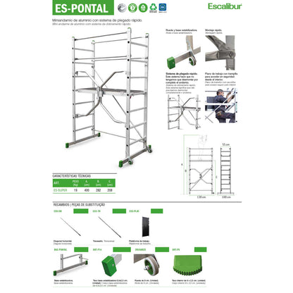 ES-PONTAL | Miniandamio de aluminio con sistema de plegado rápido