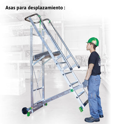 ES-SM | Escalera de almacén con plataforma y ruedas
