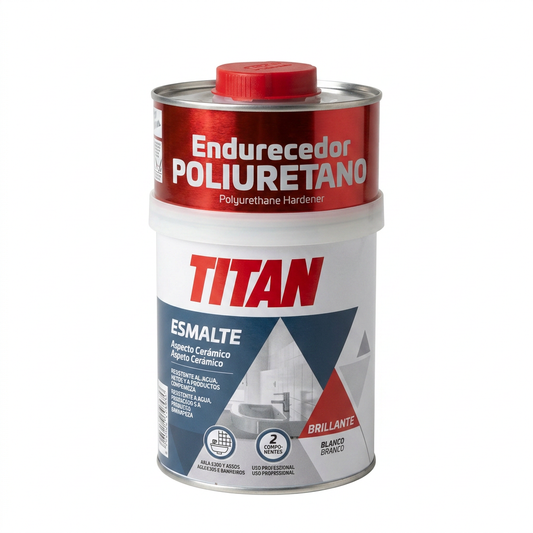 Titanlux Esmalte Aspecto Cerámico Brillante 750ml — Bicomponente poliuretano, gran dureza, no amarillea, baños y cocinas