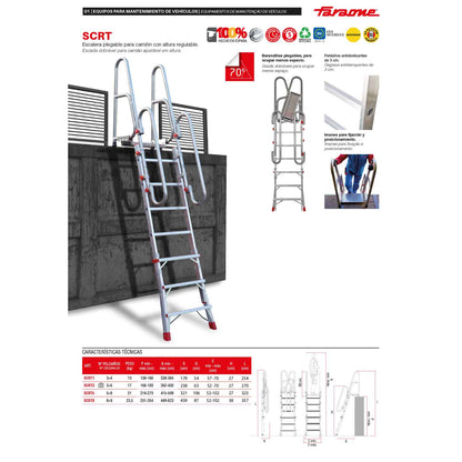 SCRT | Escalera plegable para camión con altura regulable.