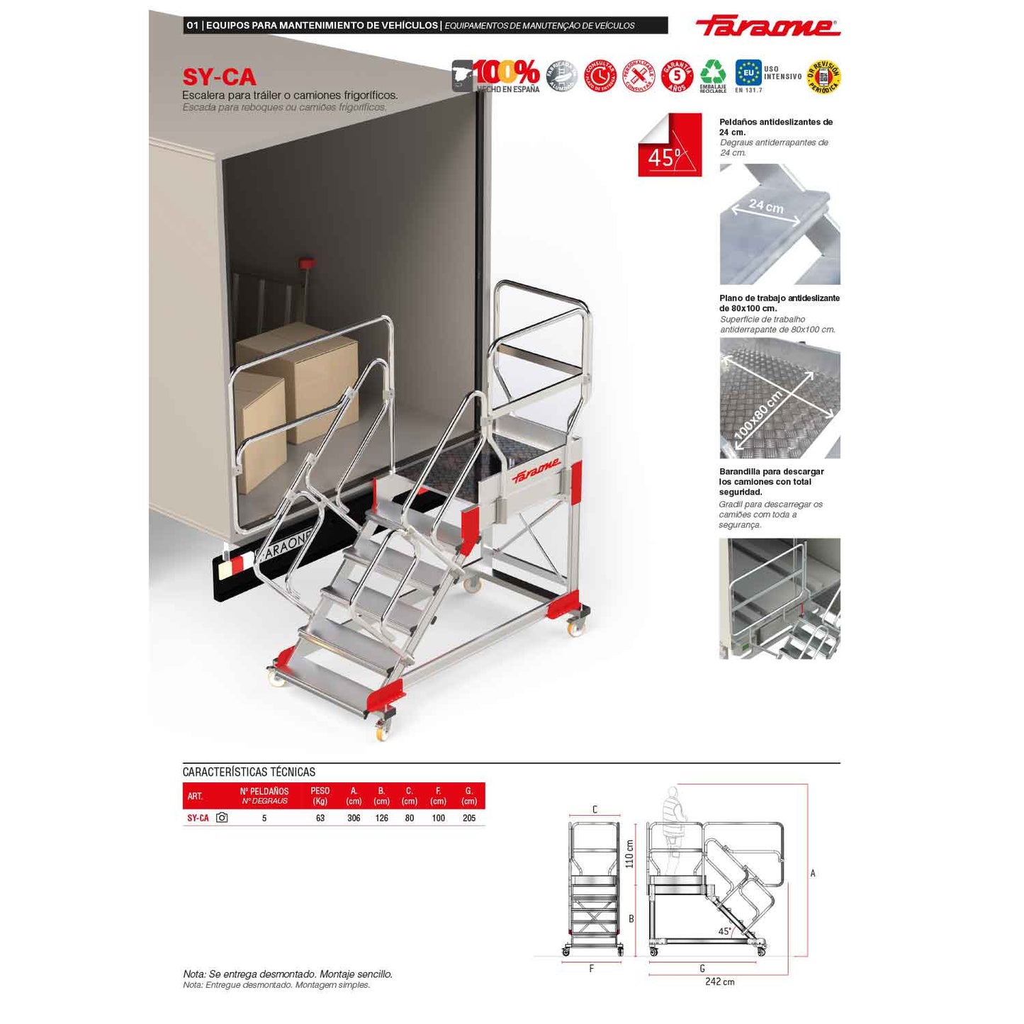 SY-CA | Escalera para tráiler o camiones frigoríficos