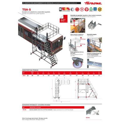 TSA-S | Escalera con plataforma y barandilla regulable