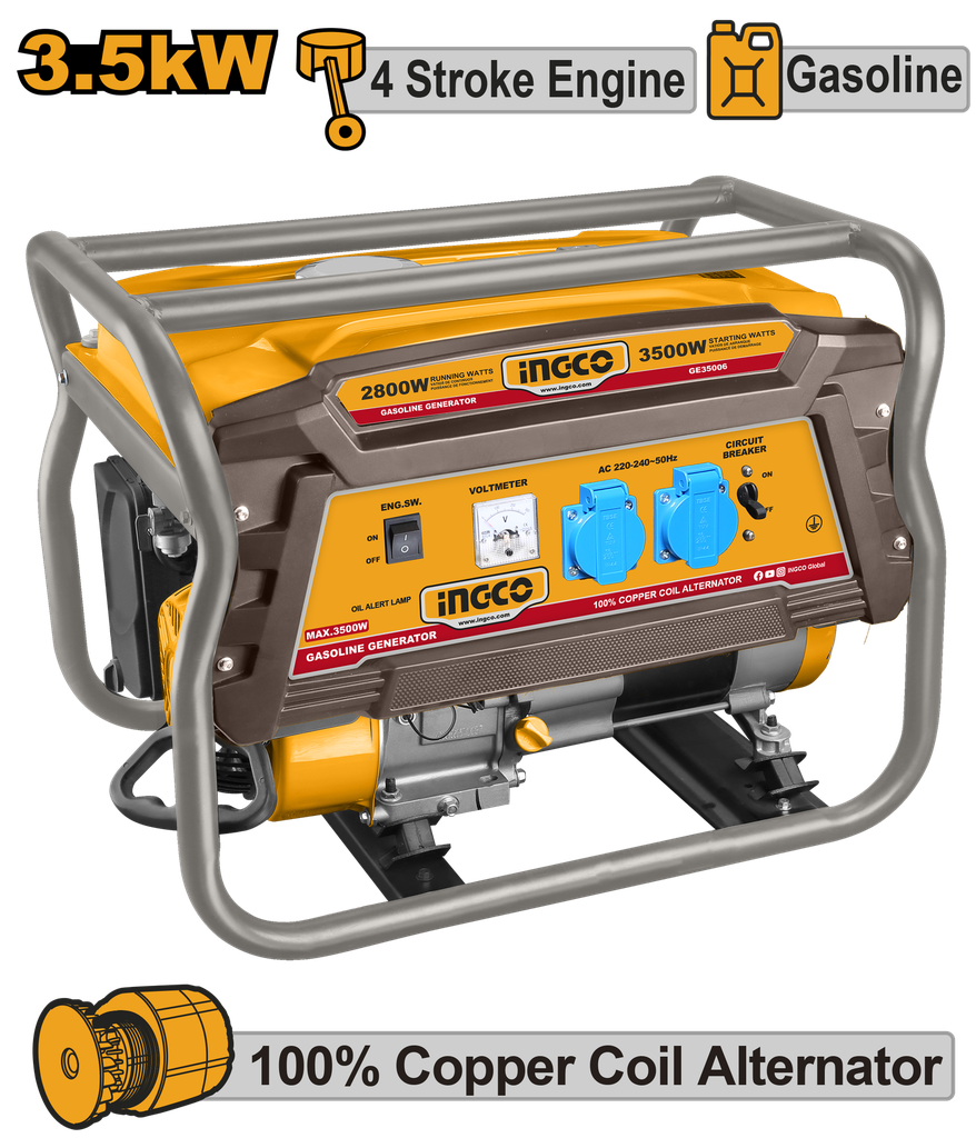 GE35006 Generador gasolina 3.500W | Energía portátil 220-240V