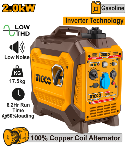 GEI23006 Generador inverter gasolina 2000W | Silencioso portátil