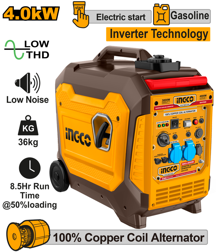 GENERADOR GASOLINA SILENCIOSO 4.000w GEI47506E | Generador inverter 4,0 kW