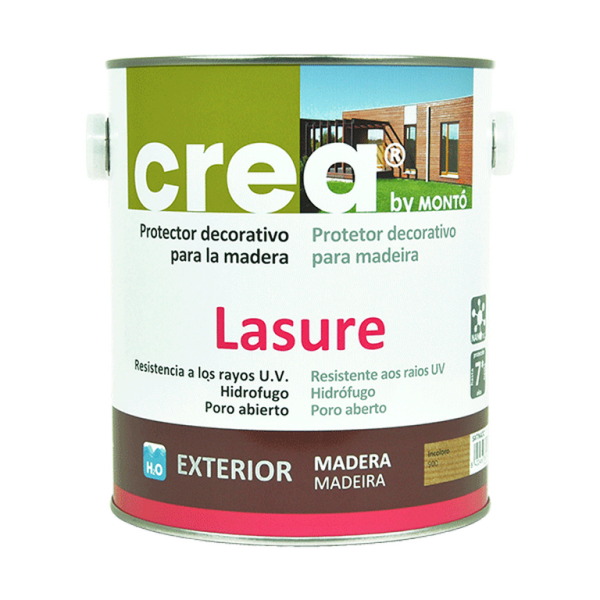Lasur Protector para Madera Crea Lasure MONTO | Mate y Satinado, Resistente a la Humedad, los Rayos UV y el Desgaste · 7 Colores
