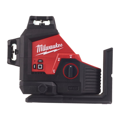 Milwaukee Nivel láser de 3 líneas M12™, verde, ajuste fino, 330° de rotación, protección IP54 M123PL-0C