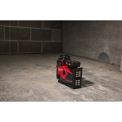 Milwaukee Nivel láser de 3 líneas M12™ con autoalineado, verde, ajuste fino, 330° de rotación M12A3PLO-401C — imagen 3