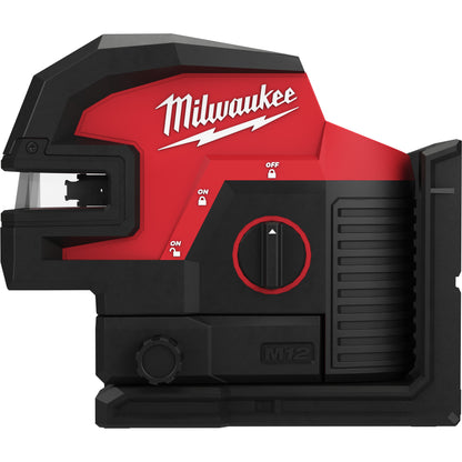 Milwaukee Nivel láser de 2 líneas y 4 puntos M12™, verde, ajuste fino, protección IP54 M12CLL4P-0C