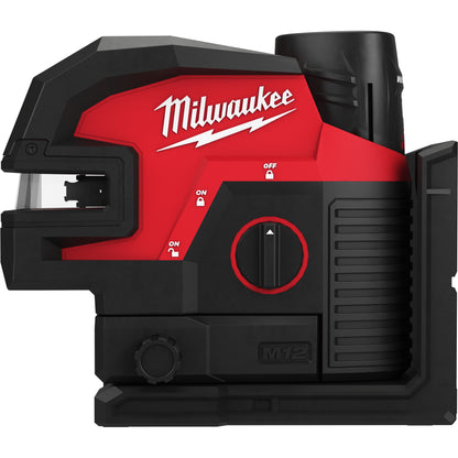 Milwaukee Nivel láser de 2 líneas y 4 puntos M12™, verde, ajuste fino, protección IP54 M12CLL4P-301C