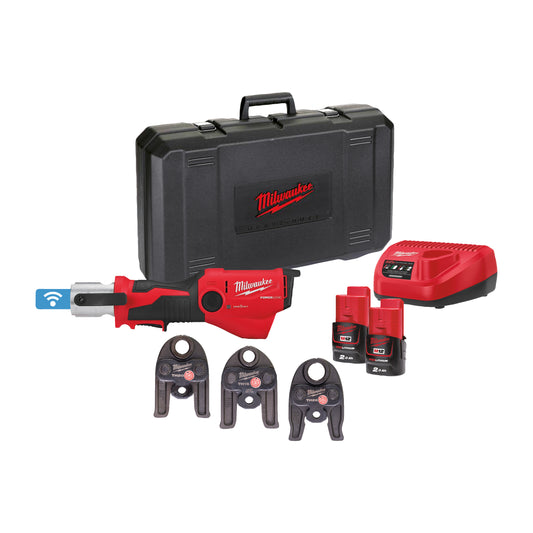 Milwaukee Prensadora hidráulica subcompacta M12™ ONE-KEY™ FORCE LOGIC™, fuerza de prensado 19kN M12ONEHPT-202CTH-Set