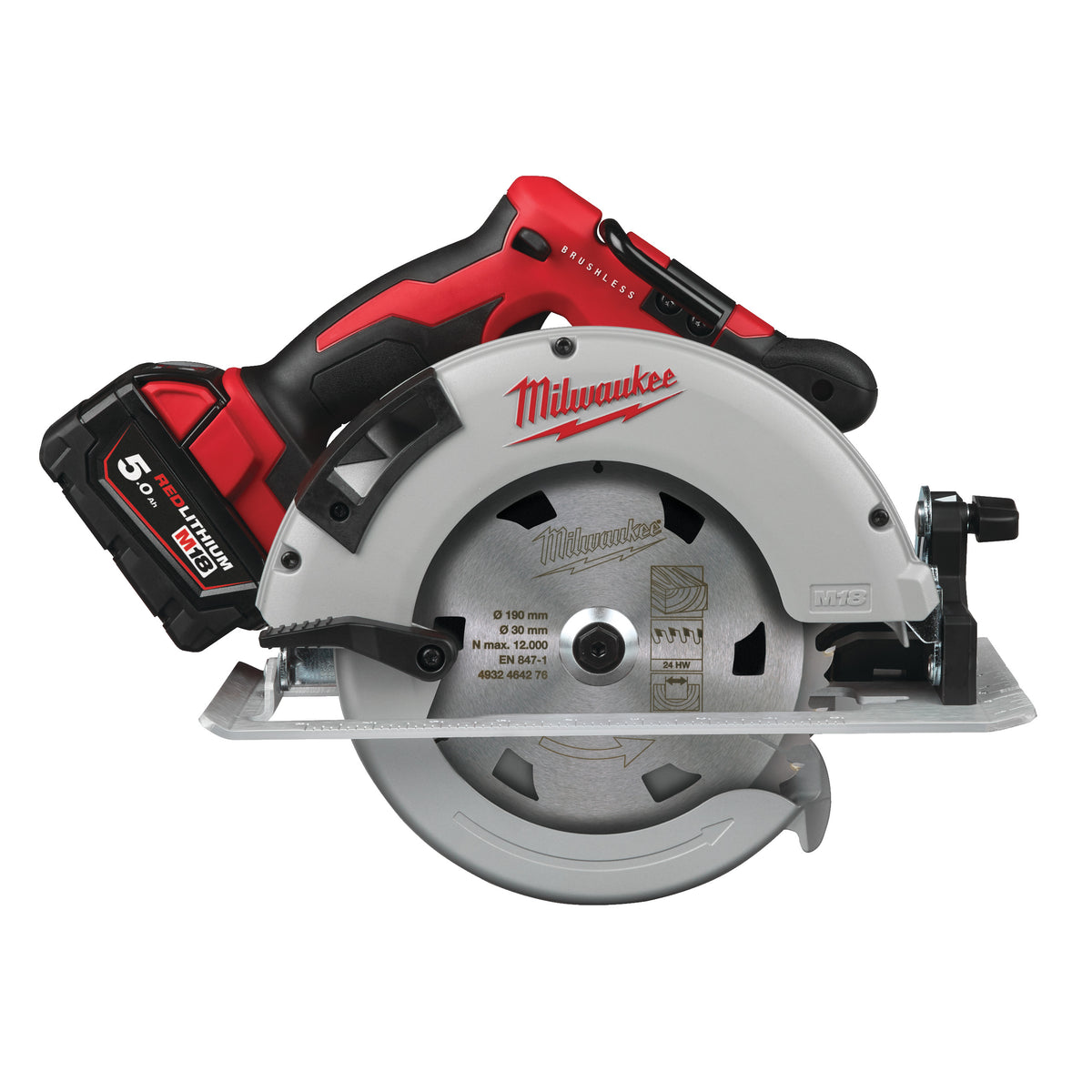 Milwaukee Sierra circular para madera sin escobillas M18™, diámetro del disco 190mm M18BLCS66-502X