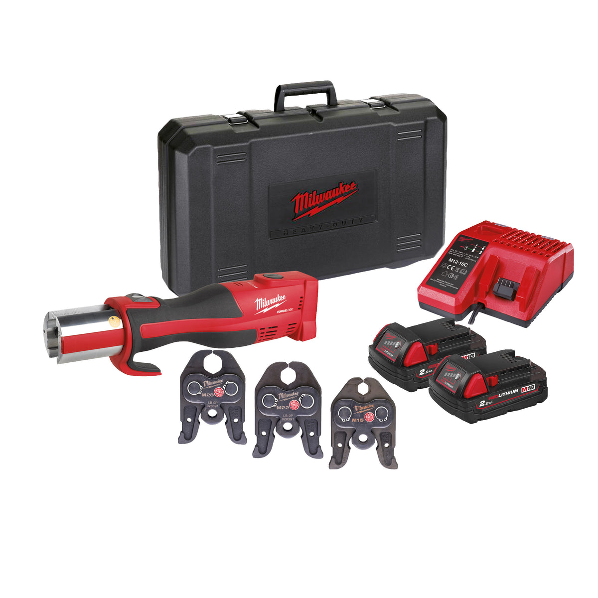 Milwaukee Prensadora hidráulica sin escobillas M18™ FORCE LOGIC™, fuerza de prensado 32kN M18BLHPT-202CM-KIT