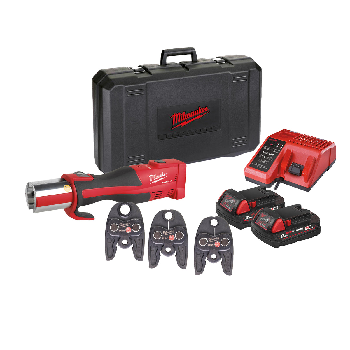 Milwaukee Prensadora hidráulica sin escobillas M18™ FORCE LOGIC™, fuerza de prensado 32kN M18BLHPT-202CU-KIT