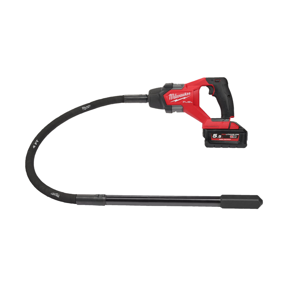 Milwaukee Vibrador de hormigón de aguja M18 FUEL™, manguera de 1,2m, aguja cuadrada de 25mm M18FCVN12-551