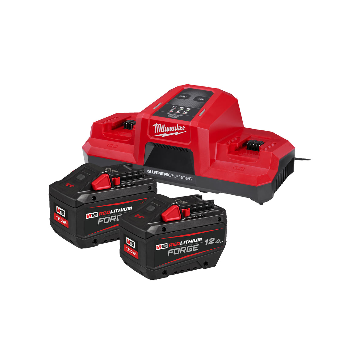 Milwaukee Kit 2 baterías M18FB12 + super cargador rápido doble puerto M18DBSC M18FORGENRG-122DBSC