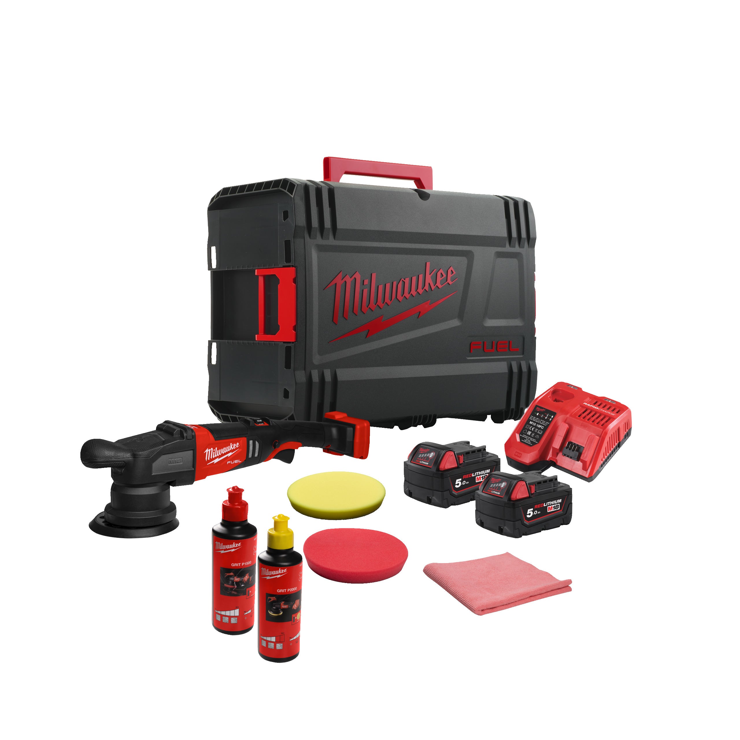 Milwaukee Pulidora rotorbital M18 FUEL™, diámetro del disco 125mm, órbita de 15mm M18FROP15-502XKIT