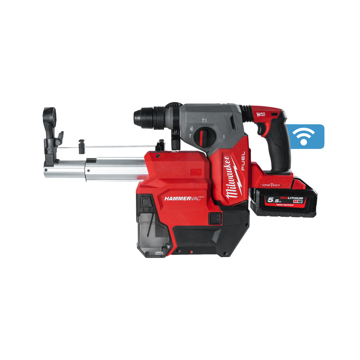 Milwaukee Martillo combinado SDS-Plus M18 FUEL™ ONE-KEY™, extractor de polvo M18 FDDEXL M18ONEFHXDEL-552C