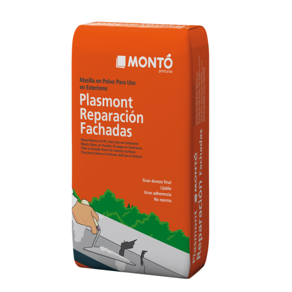 Masilla de Reparación para Fachadas Plasmont MONTO | para Reparar Grietas y Fisuras antes de Pintar