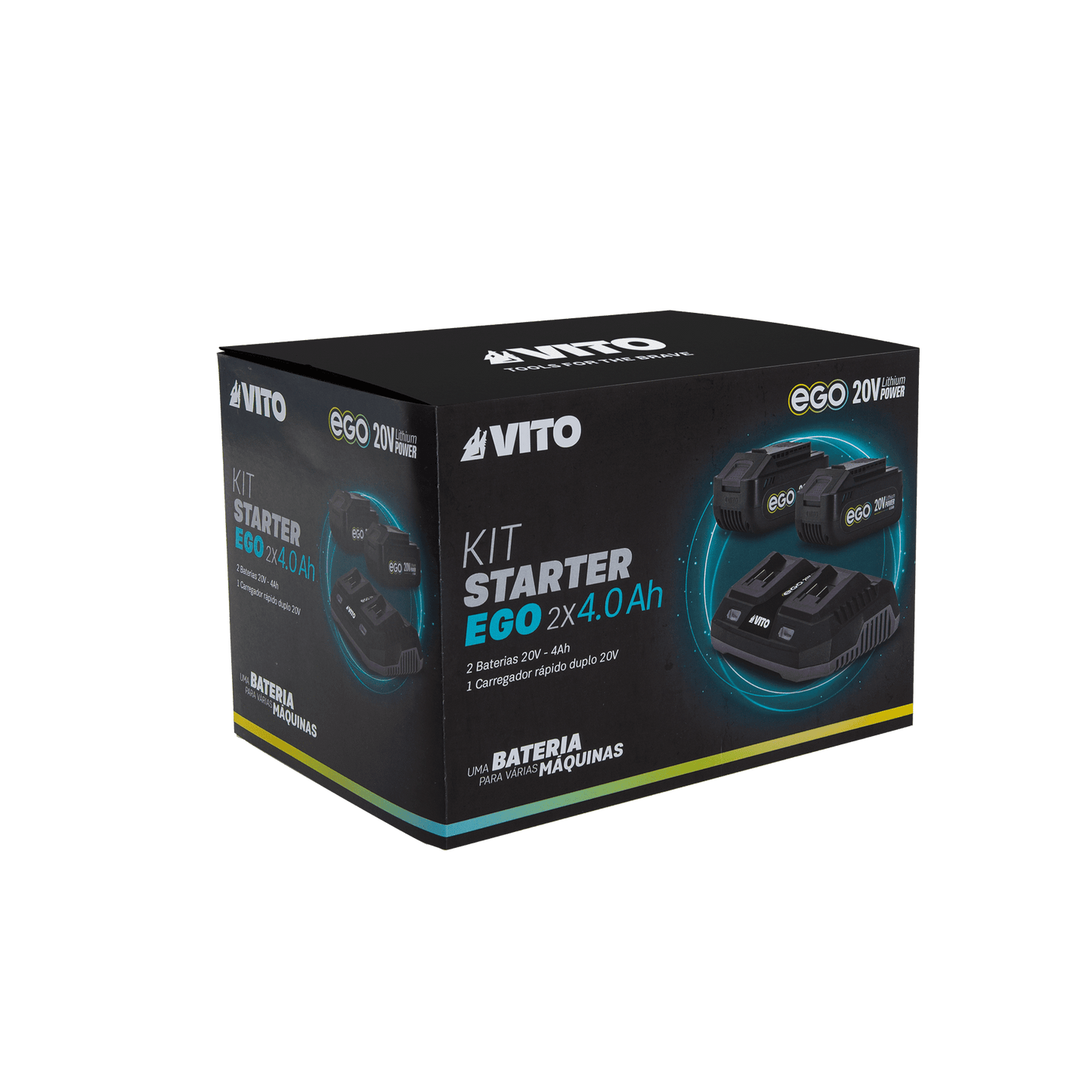 VITO Kit Starter Ego 2X4.0Ah: 2X Baterias 20V 4Ah + Cargador Duplo