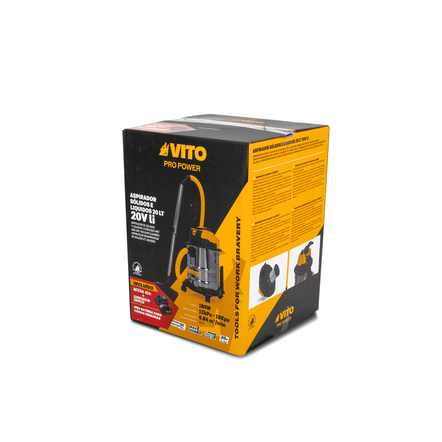 VITO Aspirador Sólidos Y Líquidos 20L Ego 20V Con Bateria Y Cargador