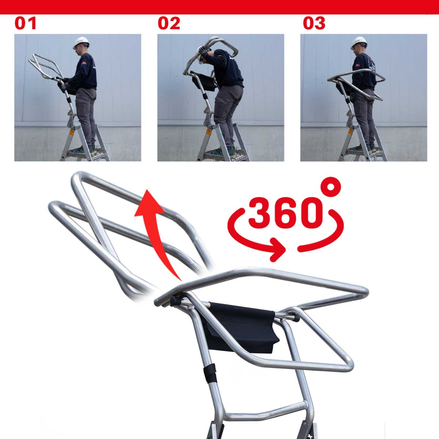 PL-COMPACT | Escalera plegable con amplia plataforma de trabajo