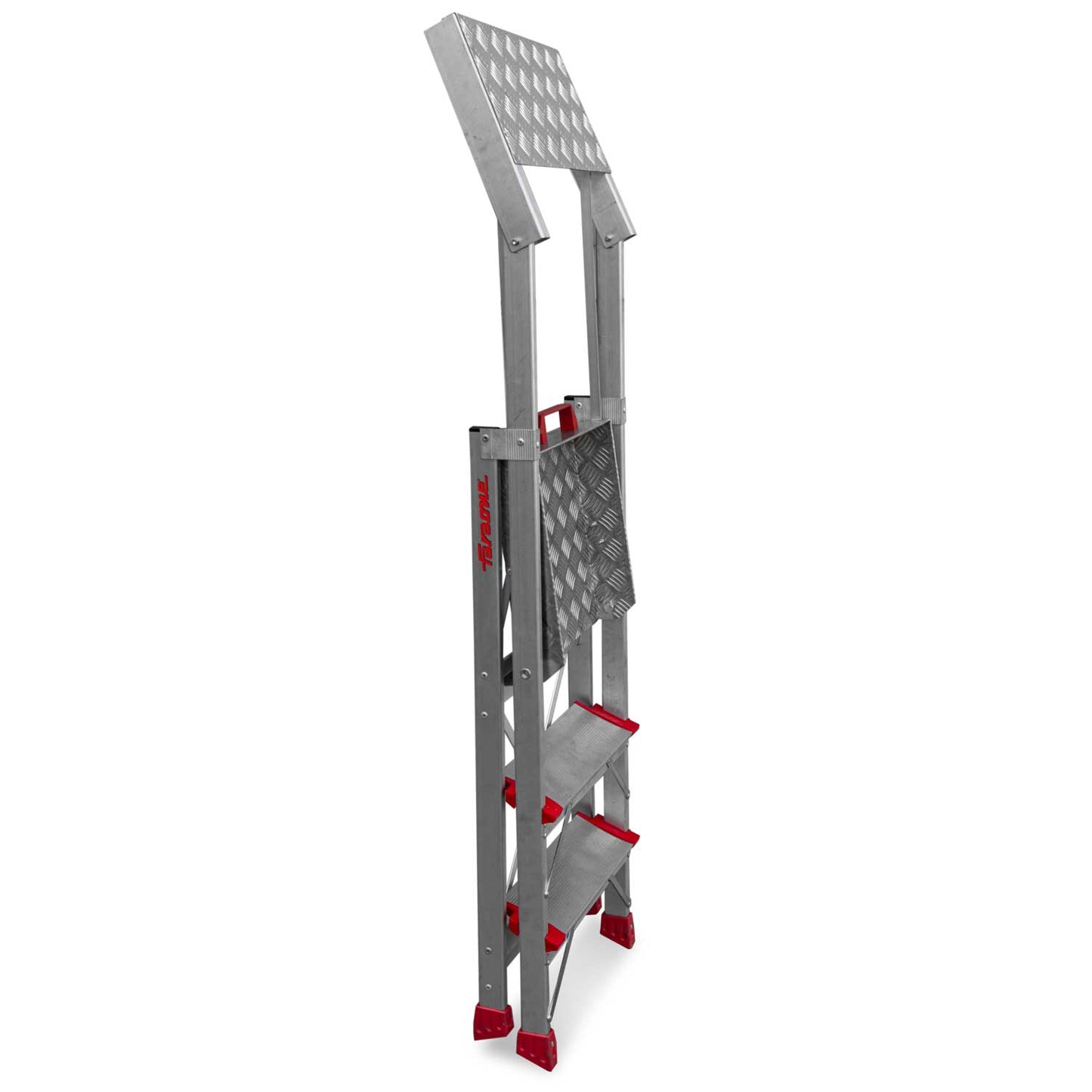 PL-PICK | Escalera plegable con amplia plataforma de trabajo y bandeja superior