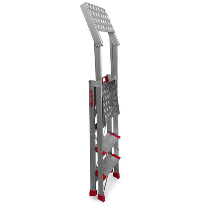 PL-PICK | Escalera plegable con amplia plataforma de trabajo y bandeja superior